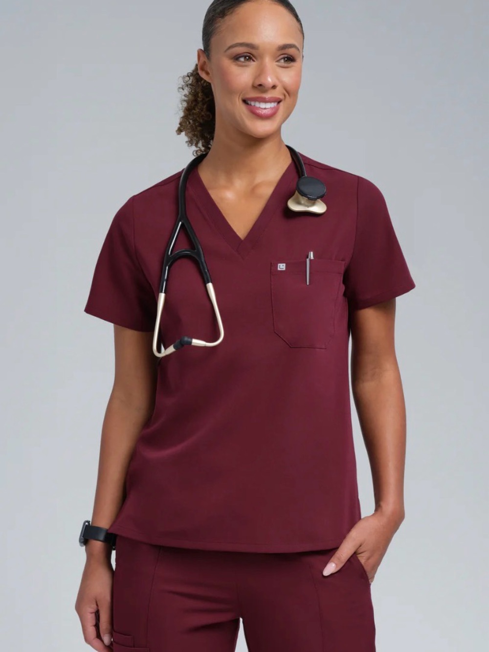 Women’s scrub set in burgundy
